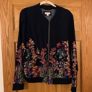 Merona Blue and Floral Zip Down Jacket